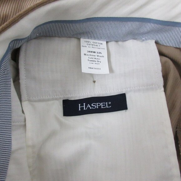 Men's Haspel Brown Astor Corduroy Slacks 38 x 32 Straight Leg Cuffs 100% Cotton - Picture 5 of 9